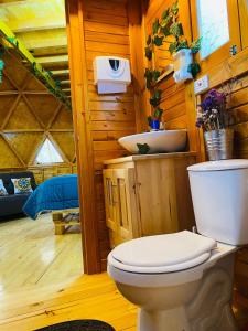 Habitación con baño con aseo y lavabo. en Lago De Tota Glamping, en Tota