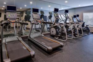 a gym with rows of treadmills and elliptical machines at Four Points By Sheraton Mount Prospect O’Hare in Mount Prospect