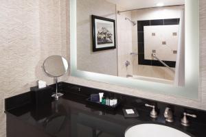 a bathroom with a sink and a mirror at Sheraton Anchorage Hotel in Anchorage