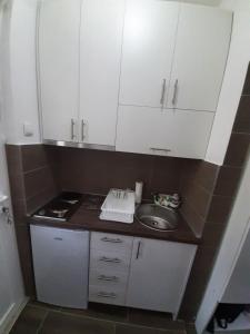 Kuchyň nebo kuchyňský kout v ubytování Apartment Happy