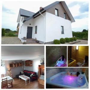 a collage of photos of a house with a hot tub at Gama Spa in Władysławowo