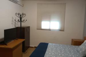- une chambre avec un lit, une télévision et une fenêtre dans l'établissement Casa Tena, à Partida de La Cañada