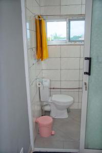ein Bad mit einem WC und einem Fenster in der Unterkunft 509 Résidence in Lomé