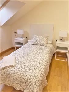 a bedroom with a large bed and two night stands at Apartamentos Del Pisuerga in Cervera de Pisuerga