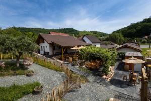 an aerial view of a house with a fence at Complex Butoaiele Transilvaniei - Cazare & SPA - Natura - Restaurant in Mediaş