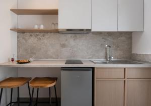 Kuchyň nebo kuchyňský kout v ubytování Asteras Hotel