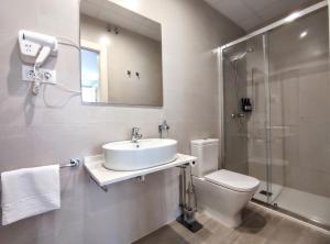 a bathroom with a sink and a toilet and a shower at EDIFICIO DUQUE in Málaga