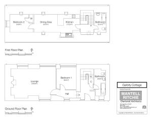 a floor plan of a kitchen and a bathroom at Garbity Cottage in Fochabers