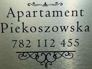 Certyfikat, podpis lub inny dokument wystawiony w obiekcie APARTAMENT PIEKOSZOWSKA Targi Domek Parking