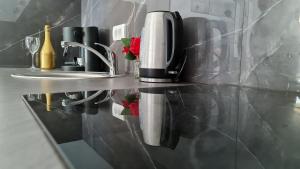 a bathroom with a sink and a mirror at Studio Emilija A30 A42 in Veliko Gradište