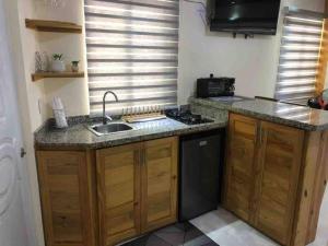 a kitchen with a sink and a counter top at Center Point Mono ambiente en Constanza in Constanza