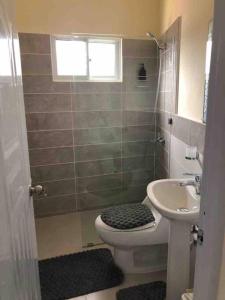 a bathroom with a toilet and a sink at Center Point Mono ambiente en Constanza in Constanza