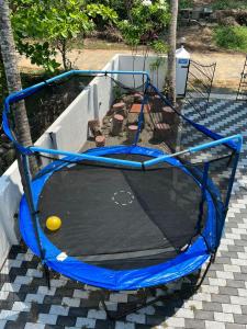 a blue trampoline with a ball on it at Sunshine Beach Villa - Kuzhuppilly in Cherai Beach