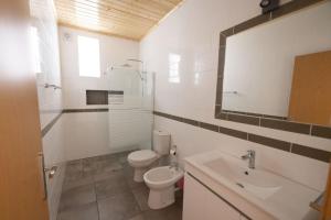 Un baño con inodoro, lavabo y espejo. en CHAVE D'OURO HOUSE by Stay in Alentejo, en Vila Nova de Milfontes 22 fotos más
