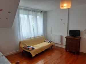 a bedroom with a bed and a television in a room at spacieux T5 Quimper centre in Quimper +5 photos