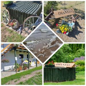 a collage of pictures with flowers and a carriage at Imantas in Salacgrīva