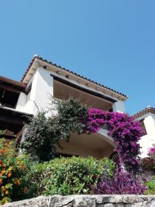een gebouw met bloemen aan de zijkant bij Frina di Mari b&b in San Teodoro