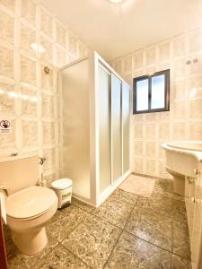 a bathroom with a toilet and a sink at Casa Antigua Estacion By Solymar Holiday in Málaga