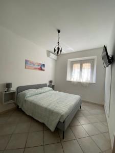 een slaapkamer met een bed en 2 ramen bij Saba's House in Ghizzano