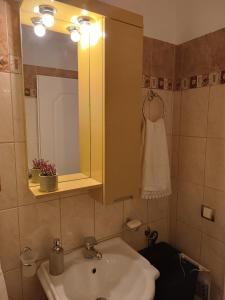 a bathroom with a sink and a mirror at Marathi Apartment in Marathias