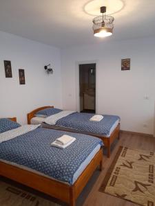 una camera con tre letti di Ludo a Făgăraş