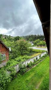 a view of a garden from a house at Ny to Abzatc in Slavske