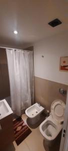a bathroom with a white toilet and a sink at Departamento moderno en Las Lomitas in Lomas de Zamora