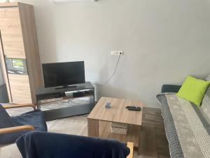 Televízia a/alebo spoločenská miestnosť v ubytovaní Gombi nyaraló