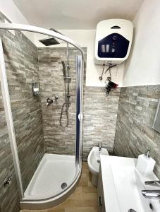 a bathroom with a shower and a toilet at Cà dè Armando - Val di Vara e Cinque Terre in Riccò del Golfo di Spezia