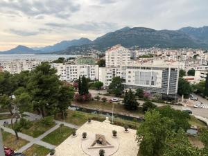 a view of a city with mountains in the background at Seaview Apartment Zetagradnja in Bar
