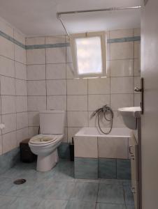 a bathroom with a toilet and a sink at Ήσυχο σπίτι στο Μικρολίμανο in Piraeus