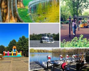 a collage of pictures of a park with a playground at Inspiration Station - Modern, Warm&Cosy Apt - Smart Thermostat - Private Parking - IOR Park - Long Term Price Cuts in Bucharest