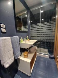 a bathroom with a sink and a shower at Apartamento Aurora in Villaviciosa