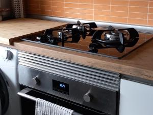 a stove top oven in a kitchen at Apartamento Aurora in Villaviciosa