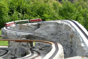 a toy train on a toy track in a toy park at Landgasthof Tännler in Innertkirchen