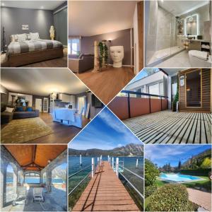 a collage of photos of a house at Lake Apartment 3 in Bissone
