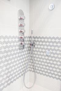 a shower with a shower head in a bathroom at Relais Solis in Ponza