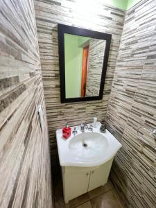 uma casa de banho com um lavatório e um espelho em Departamento Terruños em Tunuyán