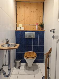 ein Bad mit einem WC und einem Waschbecken in der Unterkunft Bonito - Historischer Streckhof in Schützen am Gebirge