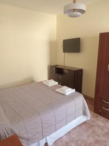1 dormitorio con 1 cama y TV de pantalla plana en El Tonel en Cafayate