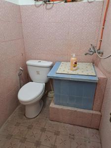 La salle de bains est pourvue de toilettes, d'une douche et d'un lavabo. dans l'établissement Shalana Homestay- formerly Teka Teki House, à Seminyak
