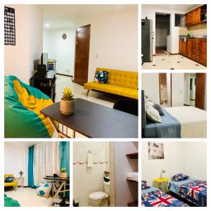 a collage of four pictures of a room at Full Apartamento en Medellin Itagui Centro de la moda Mayorista Poblado in Itagüí