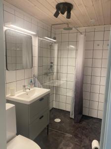 Ванная комната в Mysig källarlägenhet i Lindvallen