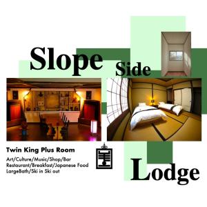 a collage of a room with a bed and a room at HA-MON Slope Side Hotel and Private Chalet in Otari