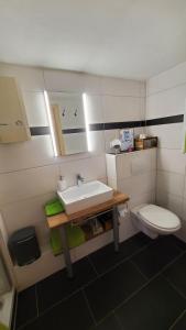 a bathroom with a sink and a toilet at Ferienwohnung Ideenreich in Bad Neuenahr-Ahrweiler +12 photos
