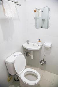 uma casa de banho branca com um WC e um lavatório em Luxurious studio apartment in Nakuru em Nakuru