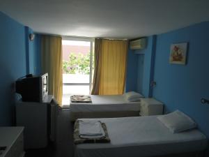 Hostel Papagal tesisinde bir odada yatak veya yataklar