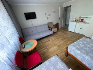 德茲維濟諾的住宿－Pokoje gościnne，客厅配有沙发和桌子
