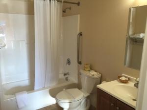 a bathroom with a toilet and a sink and a shower at Interstate 8 Motel in Lakeview