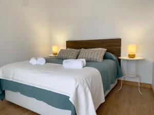 1 dormitorio con 1 cama con 2 toallas en Ana Apartamento Turístico en Arróniz